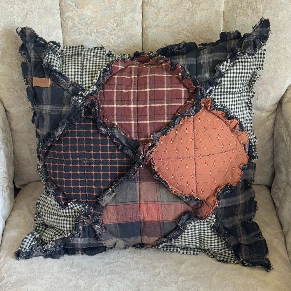 Vintage Donna Sharp Campfire Throw Pillow Rustic Patchwork Cabin‎ Primitive 14